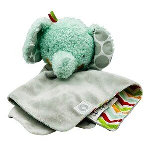 Boppy Baby Elephant Gray‎ Lovey Plush Puppet Chevron Striped Green Red 11X11